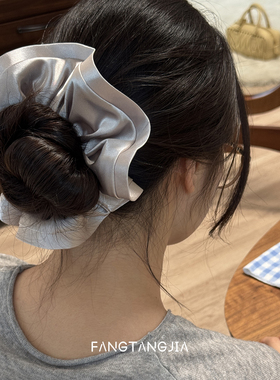 丝滑光泽感缎面银灰色黑色发圈低马尾法式高级大肠圈女2025新款