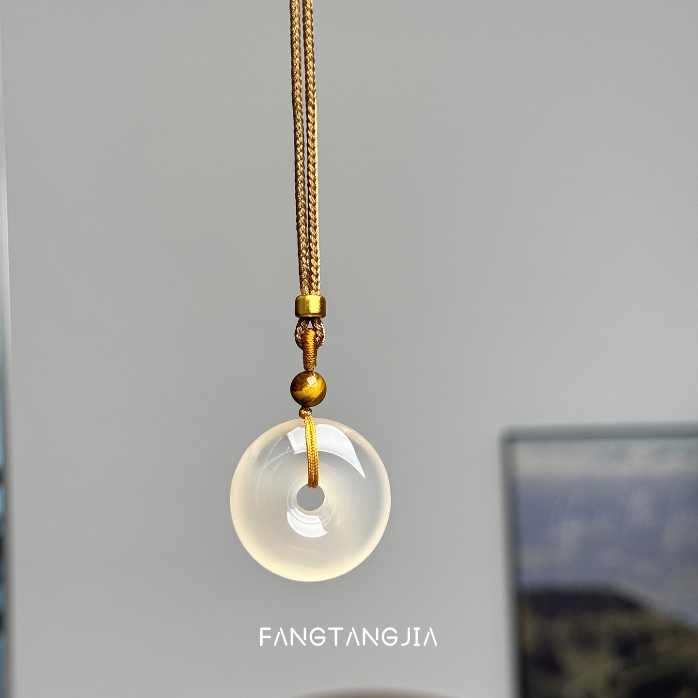 方糖家 高冰马料玉髓平安扣新中式编绳项链高级感轻奢毛衣链女款,饰品/流行首饰/时尚饰品新,项链,淘宝优惠券,粉丝福利购,淘宝优惠卷