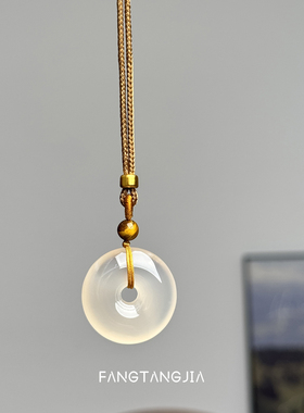 方糖家 高冰马料玉髓平安扣新中式编绳项链高级感轻奢毛衣链女款