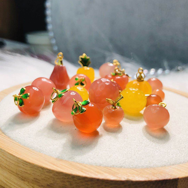 小滴溜直播|天然南红水蜜桃樱桃南瓜菠萝柠檬橙子吊坠手链女礼物