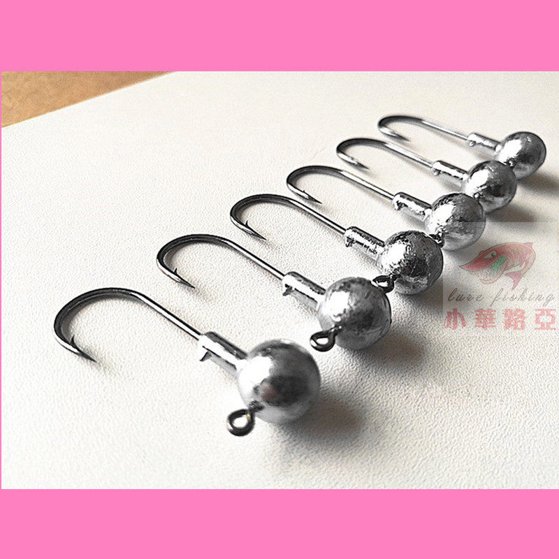 加粗路亚铅头钩强力血槽钩尖卷尾t尾软虫专用打扁钩鳜鱼鲈鱼翘嘴