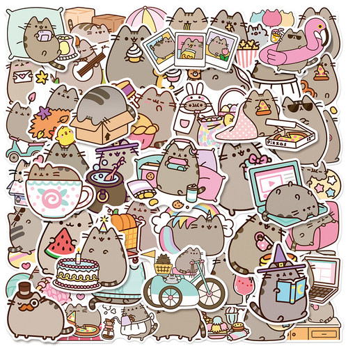 100张胖吉猫卡通表情包贴纸ins风呆萌可爱生活小场景DIY贴画