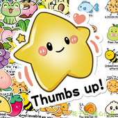 100张水果蔬菜食物英文奖励贴纸可爱创意涂鸦鼓励学生奖励贴画