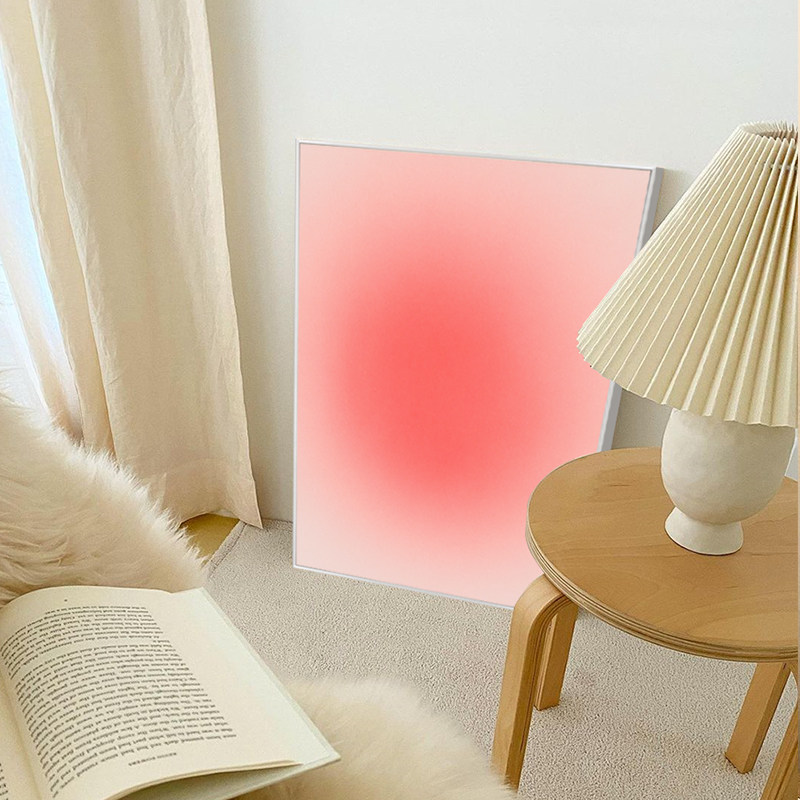 小众艺术装饰画北欧渐变晕染挂画ins风格卧室壁画粉色兔子洞摆画