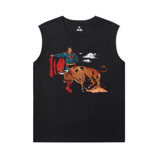 DC动漫正义联盟周边超人logo印花夏季纯棉无袖T恤潮短袖背心上衣