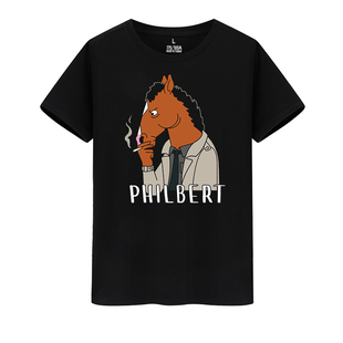 马男波杰克美剧BoJack Horseman短袖T恤衫男女动画周边衣服半截袖