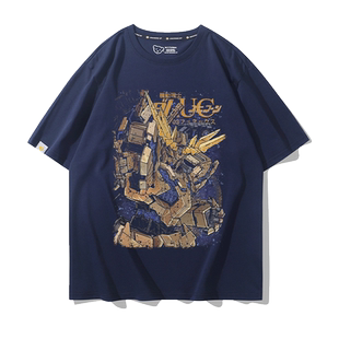 高达联名t恤40周年机动战士衣服半袖情侣装独角兽短袖连帽卫衣服