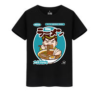 Japanese retro chic style printed tonkotsu ramen short-sleeved T-shirt, summer pure cotton half-sleeved top for men and women thumbnail 2