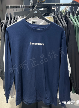 北面THE NORTH FACE 印花透气圆领长袖T恤 男款 蓝色NF0A86QH-8K2