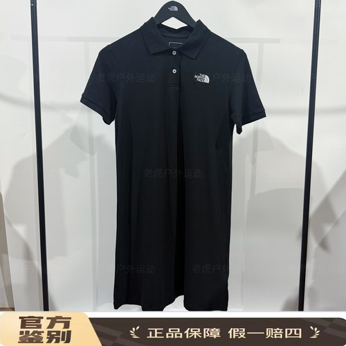 北面THE NORTH FACE 休闲透气柔软Polo领 短袖连衣裙黑色NF0A87WB
