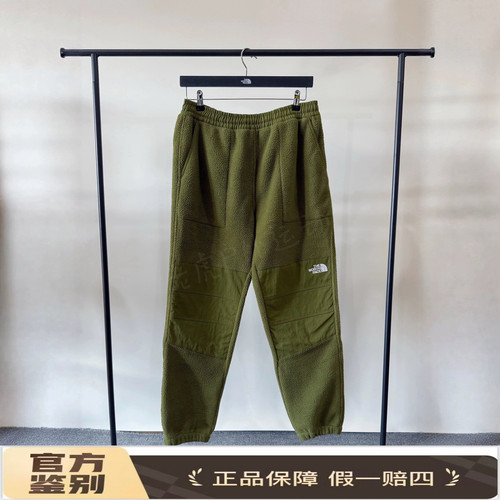 北面THE NORTH FACE纯色拼接抓绒保暖束脚登山抓绒裤绿色NF0A86ZV
