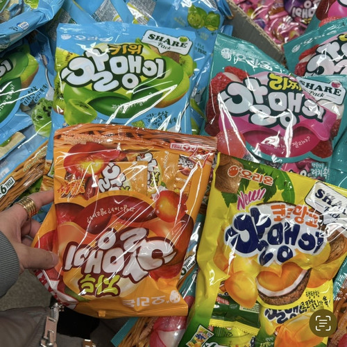 韩国本土好丽友可剥皮的水果夹心糖荔枝味猕猴桃味葡萄味36g*6包