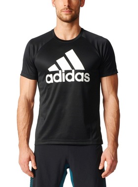 【嗜鞋如命】阿迪达斯ADIDAS男子清风速干透气训练短袖 BK0937
