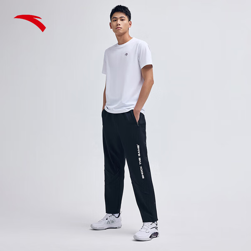 安踏男子篮球春秋针织侧排扣长裤