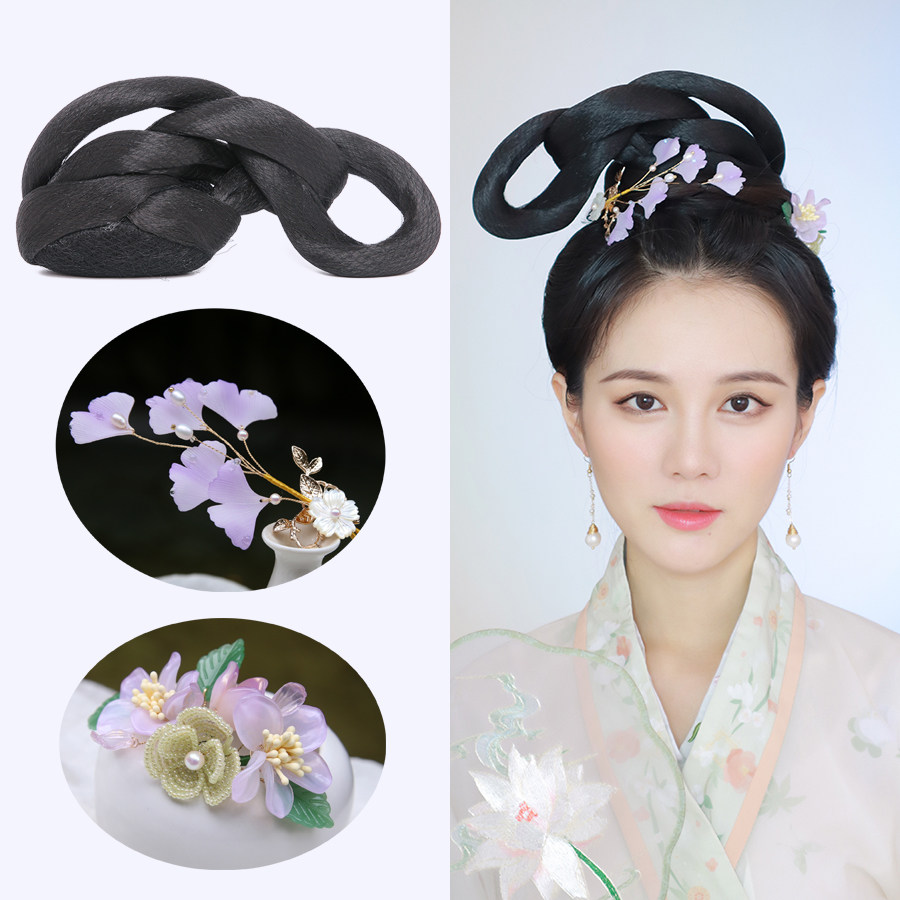 记川国风 梦华录刘亦菲同款堕马髻汉服古装假发包软底古风造型