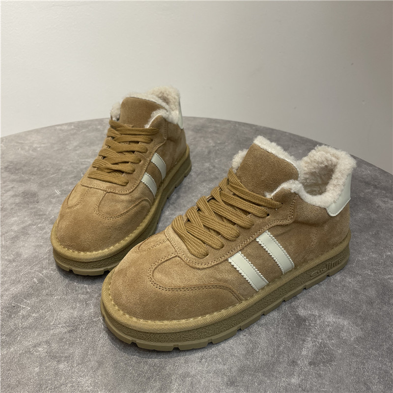 平底雪地靴女羊毛板鞋