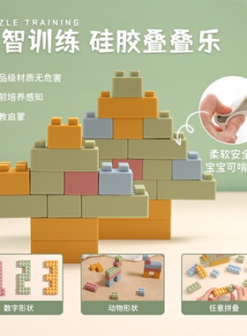 儿童硅胶益智积木玩具多功能拼装搭俄罗斯方块早教训练堆叠玩具1+