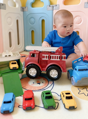 儿童仿真消防车小车运输车玩具惯性滑行工程车男女孩益智玩具礼物