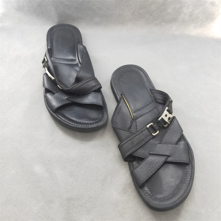09点 二手 意大利品牌 男士夏季时尚古着真皮编织拖鞋 41码 T193