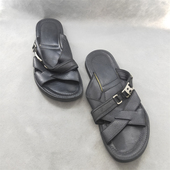 二手 41码 意大利品牌 夏季 09点 古着真皮编织拖鞋 男士 时尚 T193