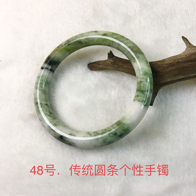 南阳独山玉绿白料圆条手镯