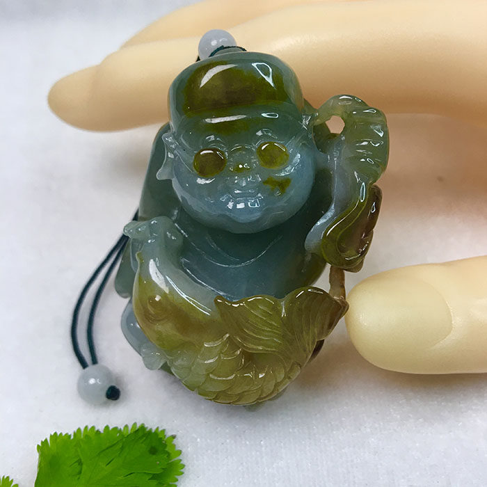 翡翠玉鱼吊坠 翡翠玉红翡俏雕福贵有余玩件红翡俏雕福贵有余鱼玩