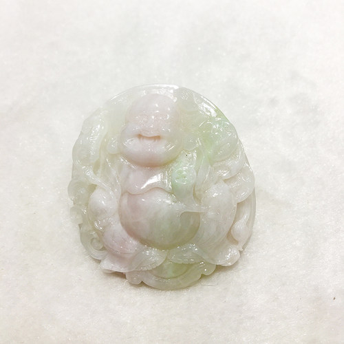 独山玉芙蓉红料佛挂件 南阳独山玉粉红料佛吊坠 独山玉招财佛挂坠