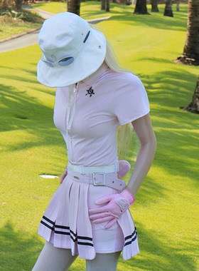 QLeo高尔夫服装女连衣裙防走光透气半身百褶裙网球服连体裤两件套