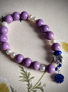 【延禧紫】天然珍珠．天然石复古文艺简约大方手链女