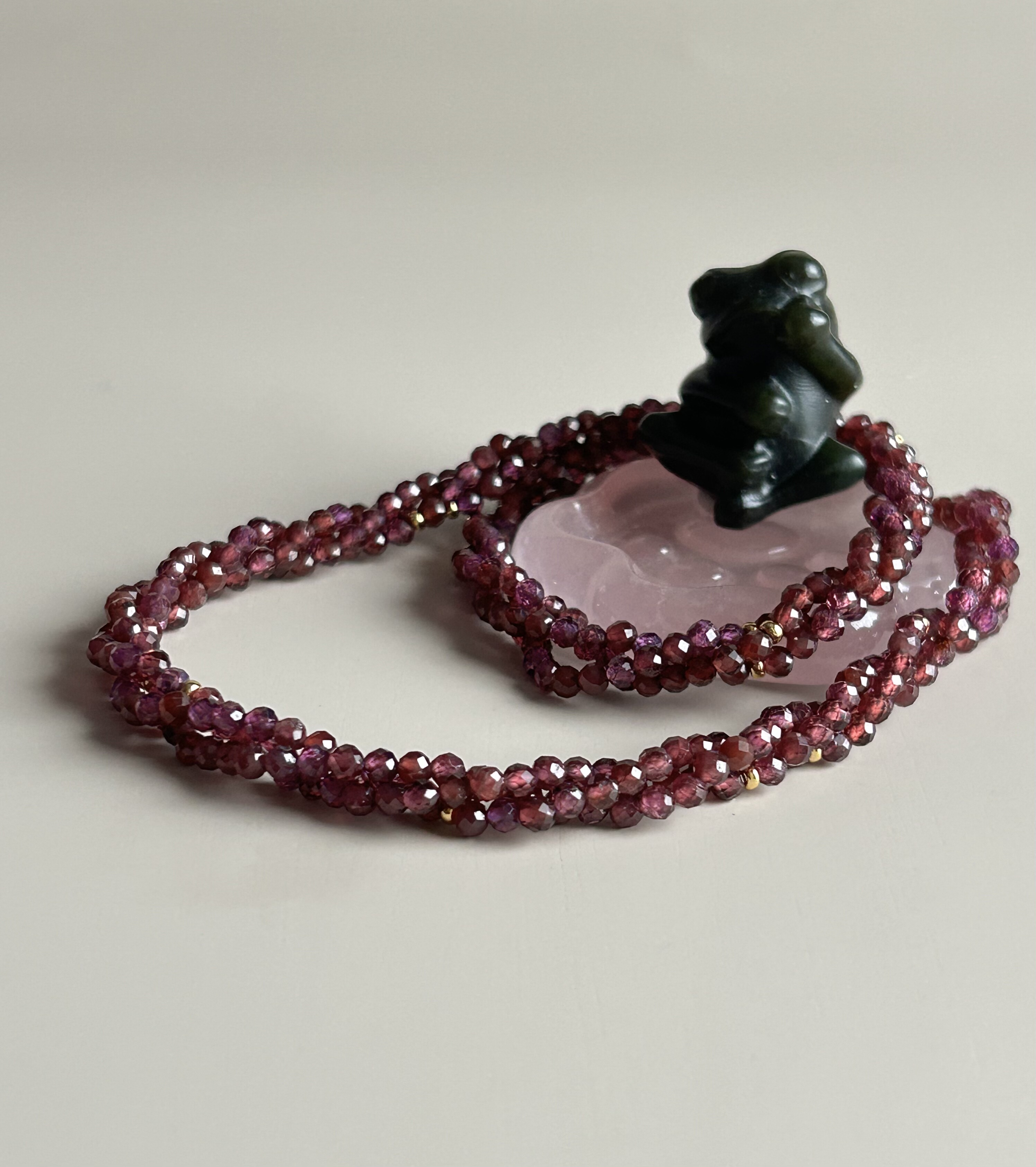 清库 新年福利天然紫牙乌石榴石锁骨链40 cm