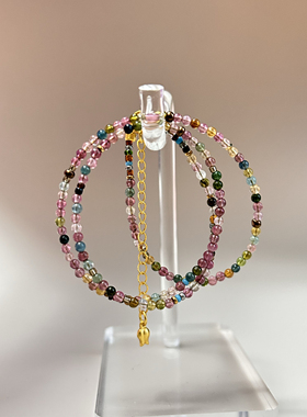 售罄金仅欣赏彩虹天然碧玺项链女款锁骨链高级轻奢气质百搭颈链