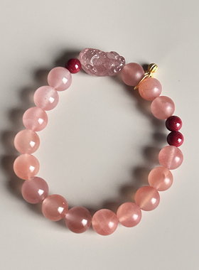 【红豆生】紫金朱砂亮光南红柔光南红混搭甜美女款新年红手串