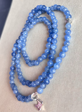 水五行 无优化天然蓝晶石4+mm水晶锁骨链 可做三圈手链