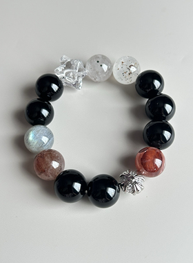 bu金水 黑曜灰月光红兔毛红胶花三生石白水晶