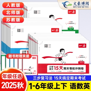 2025一本15天期末考前冲刺卷一二三四五六年级上下册语文数学英语人教北师苏教版期末冲刺100分小学总复习15天满分备考点归类复习