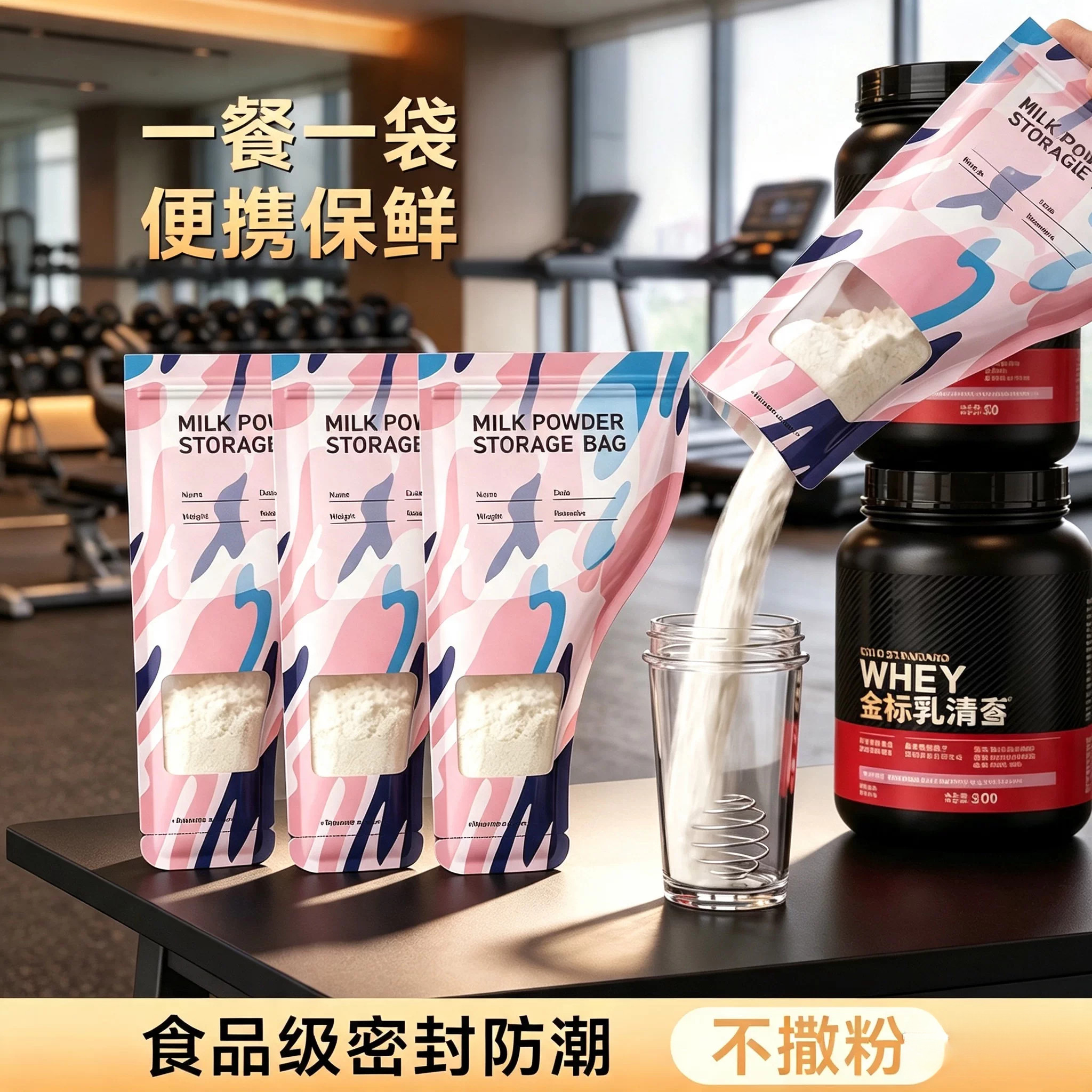 蛋白粉盒一次性分装袋便携式漏斗图片