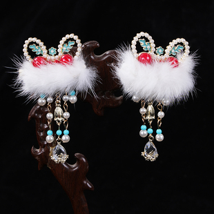 龙年头饰儿童喜庆过年发饰国风醒狮发夹新年对夹汉服后压古风配饰