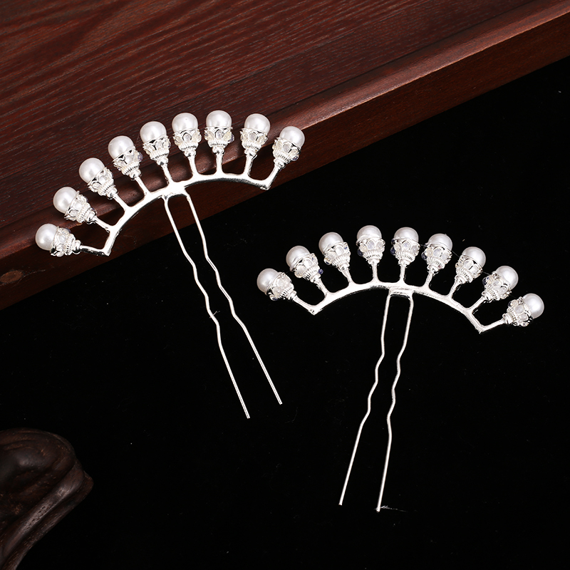 古风百搭珍珠排插排明制发簪头饰