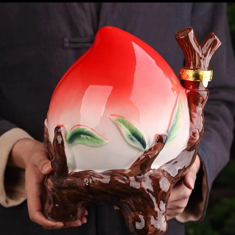 景德镇陶瓷空酒瓶寿桃2斤5斤礼品盒密封酒罐寿宴酒具套装酒缸酒坛