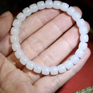 新疆和田玉直切极限弧白玉手串高端精品珠串手链天然羊脂级白玉