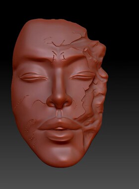 人脸雕塑圆雕图三维立体图艺术人脸打印模型文件雕刻机3d精雕图