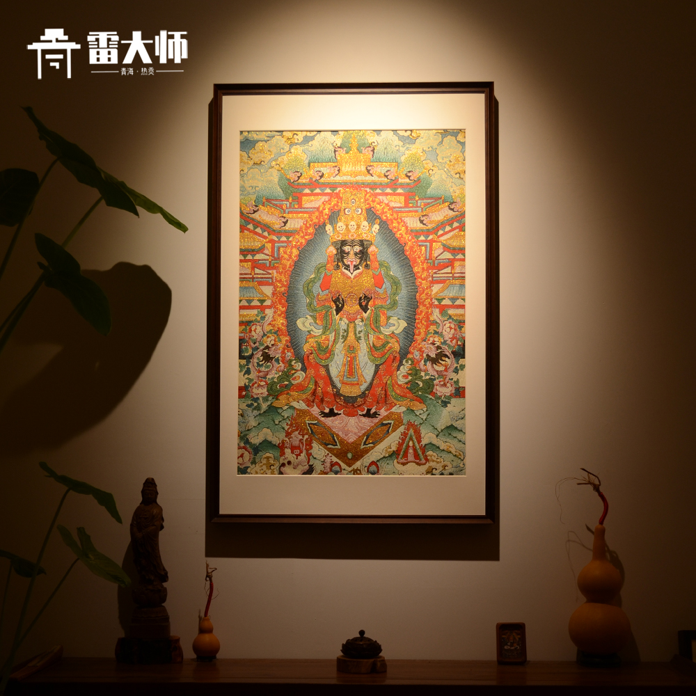 刺绣扎基拉姆唐卡茶室玄关装饰画客厅背景墙挂画沙发餐厅入户门挂