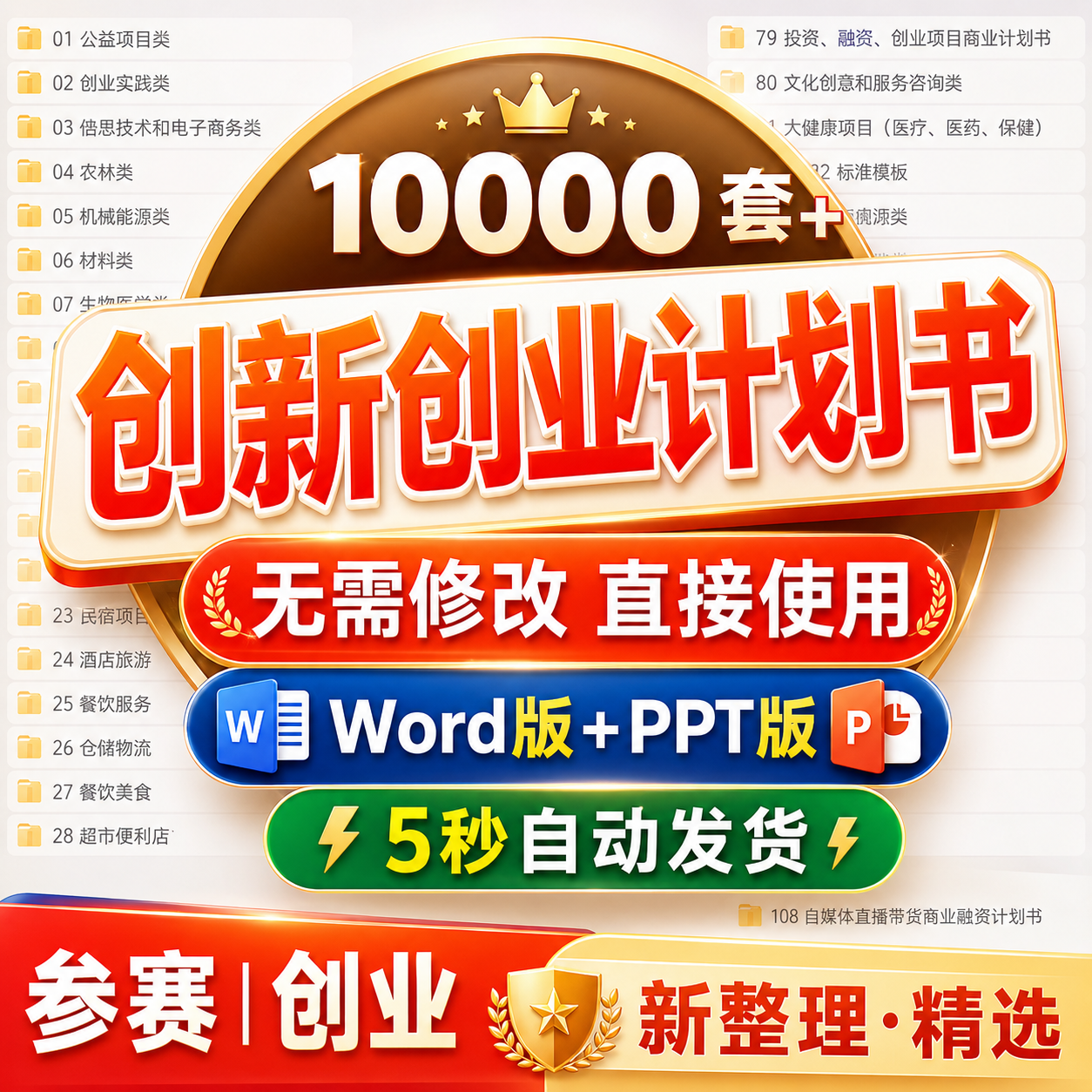 大学生三创赛创新创业计划书word商业策划书PPT全套案例参考模板