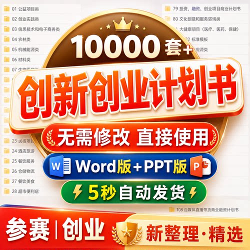 大学生三创赛创新创业计划书word商业策划书PPT全套案例参考模板