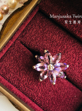 纯银镶嵌锆石花瓣女戒