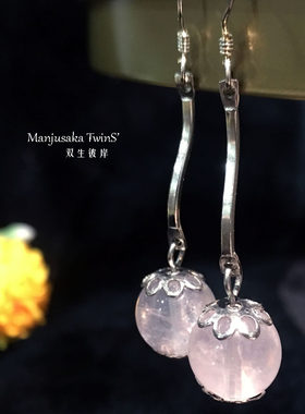纯手工耳环天然水晶黑玛瑙耳环