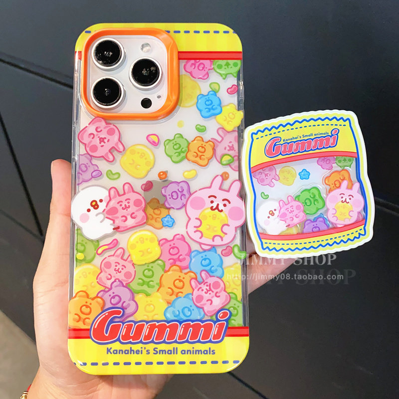 可爱卡通小熊软糖卡娜赫拉适用iPhone16/16promax手机壳光面透明壳13苹果14Pro全包15Promax