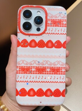 小清新草莓蛋糕适用iPhone17/17promax手机壳16promax光面壳13苹果14Pro全包壳15Pro