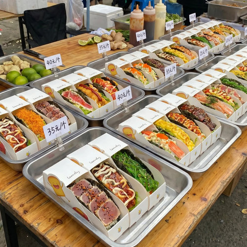 寿司taco打包盒子摆摊用寿司TACO盒年糕TACO热狗吐司三明治包装盒