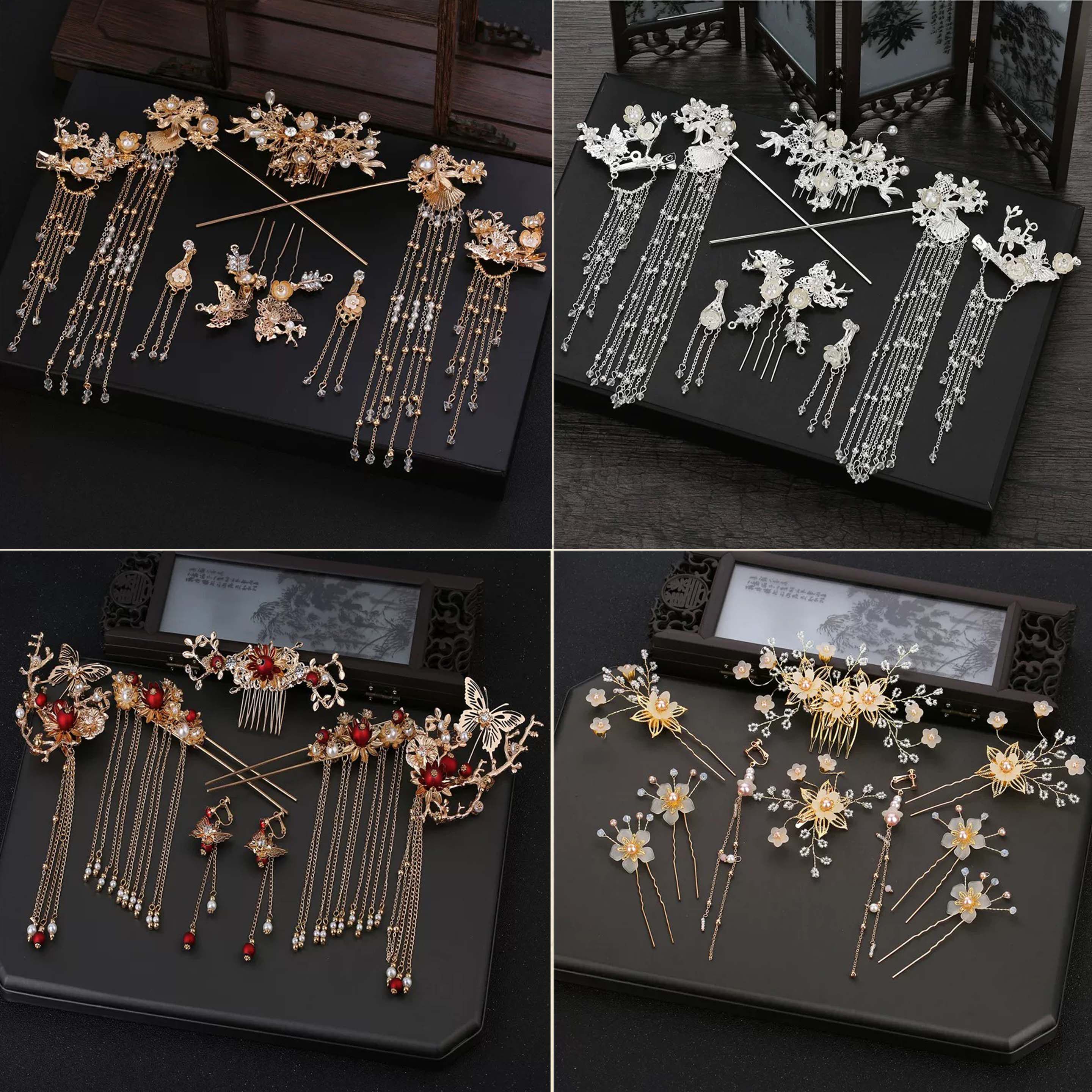 汉服发冠女古风凤冠头饰全套古代古装发饰仙气造型流苏步摇假发簪